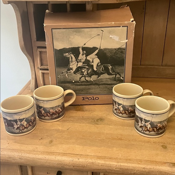 Polo Ralph Lauren Box of 4 Mugs Coffee Tea Made in Japan - Picture 1 of 9